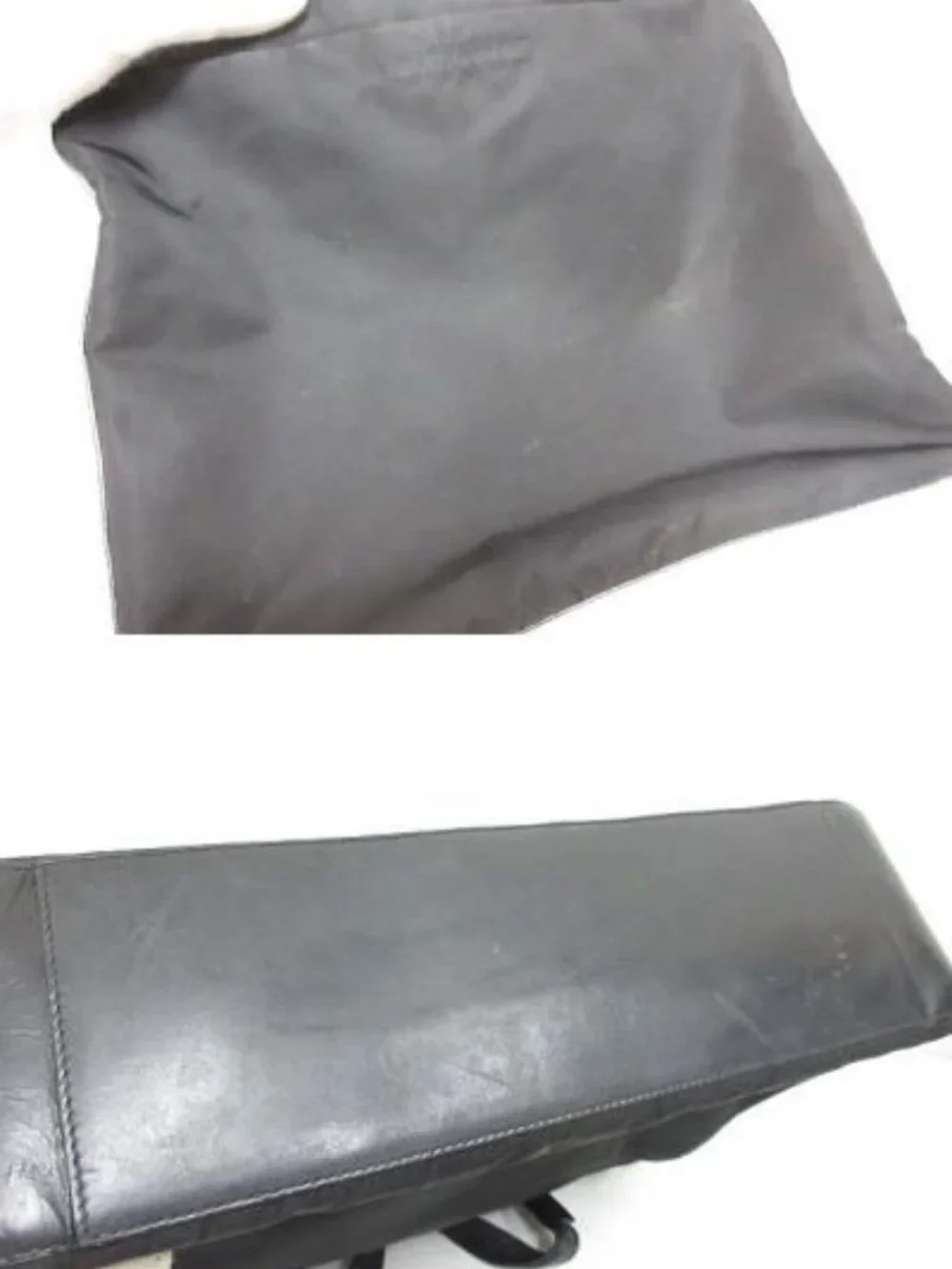 Prada Nylon Leather Tote Hand Black